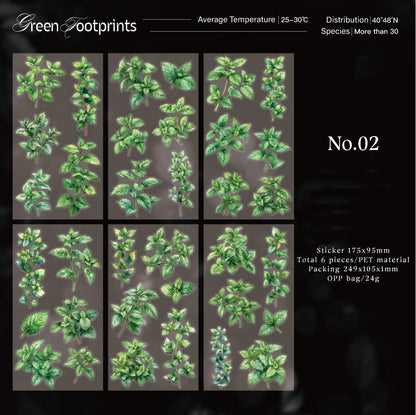 Pre-cut Green Footprints Stickers 6pcs