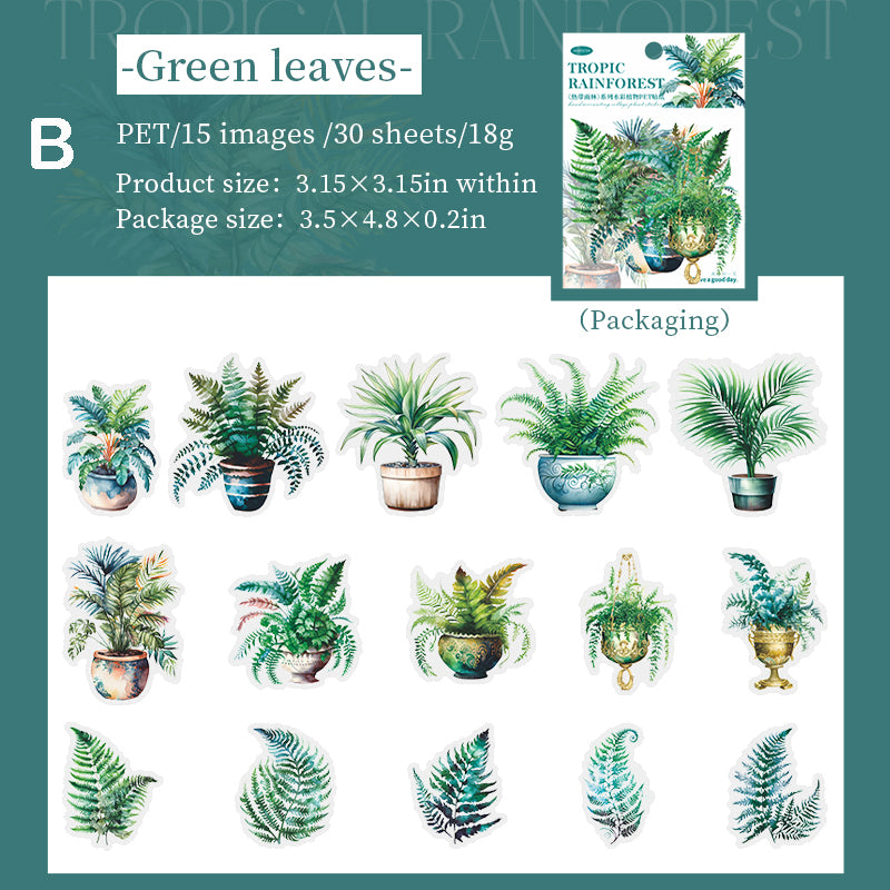 house plant stickers Tropical Rainforest Plant Stickers 30pcs – Estarcase