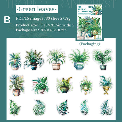 Tropical Rainforest Plant Stickers 30pcs