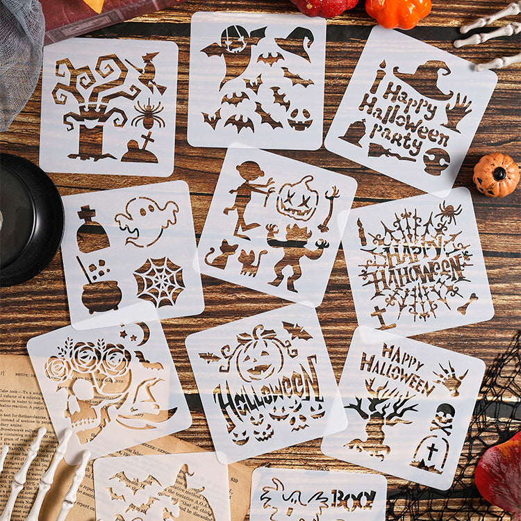 Halloween Theme Reusable Painting Stencils 6pcs