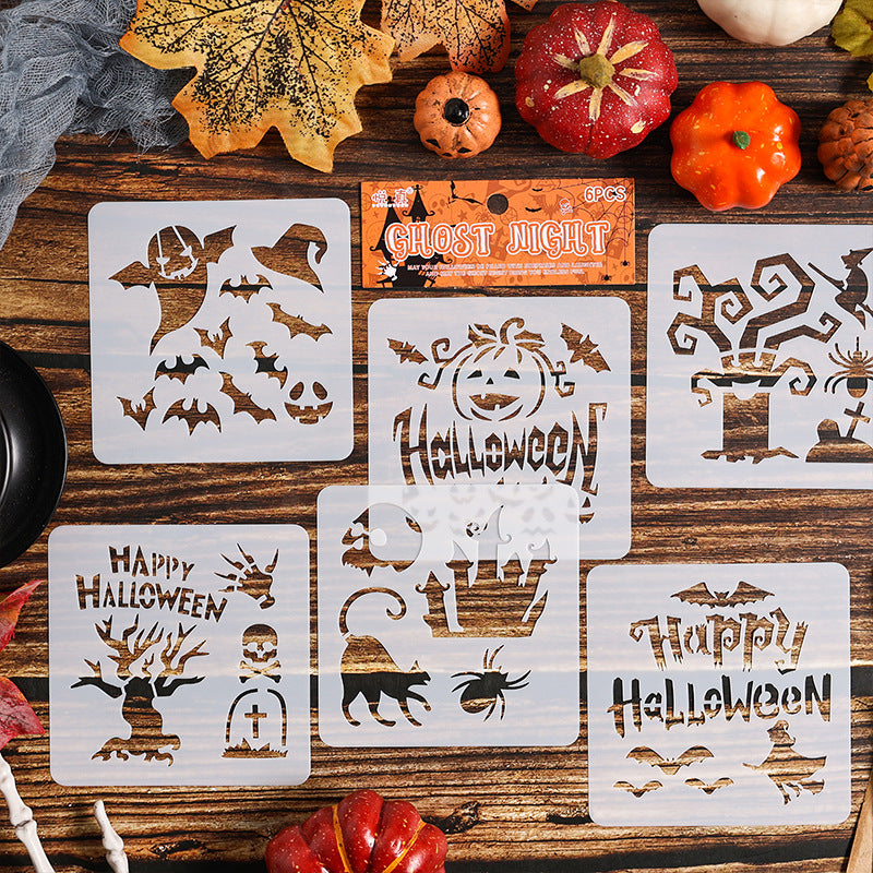 Halloween Theme Reusable Painting Stencils 6pcs