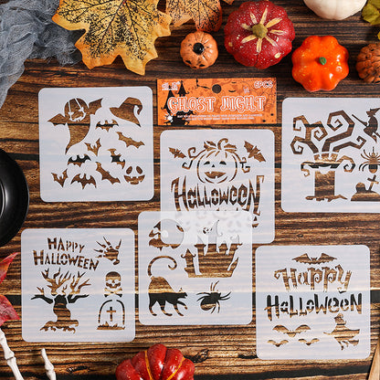 Halloween Theme Reusable Painting Stencils 6pcs
