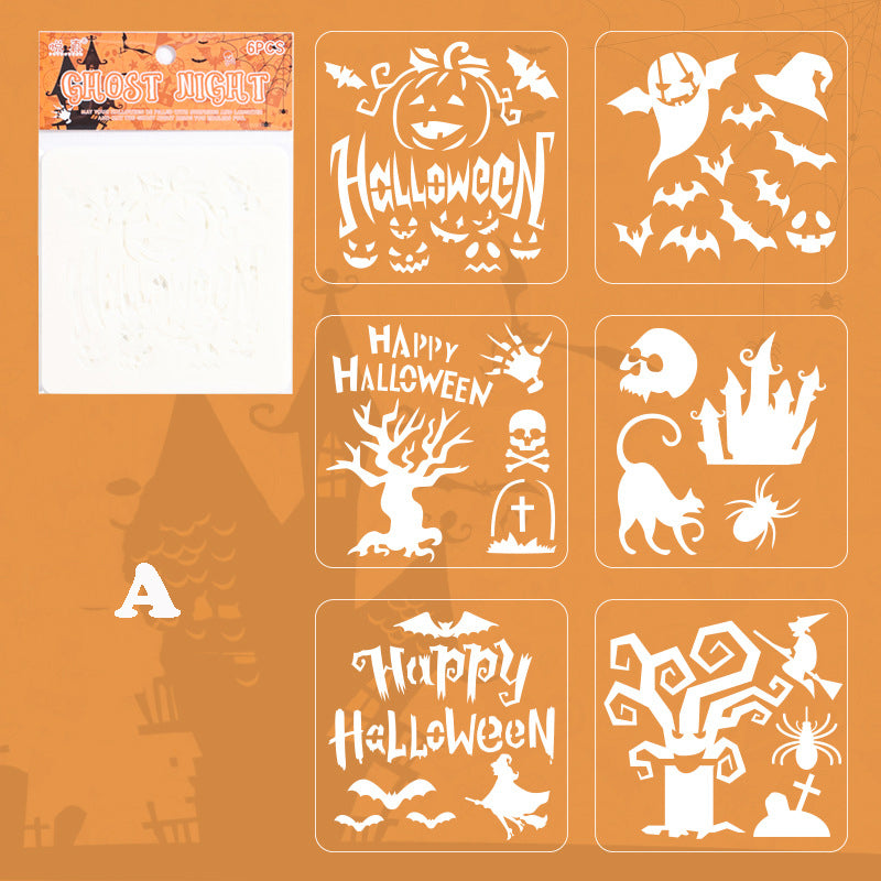 Halloween Theme Reusable Painting Stencils 6pcs