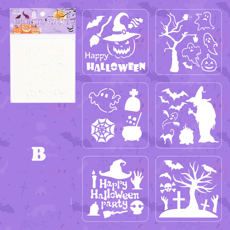 Halloween Theme Reusable Painting Stencils 6pcs