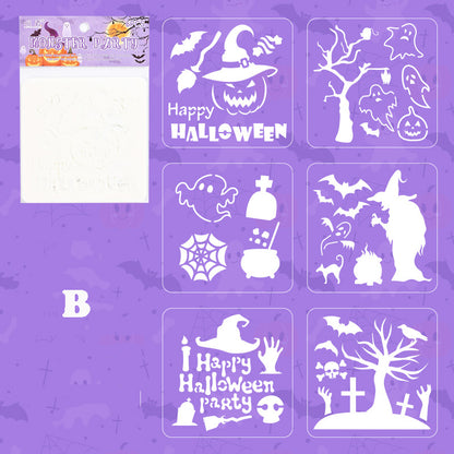 Halloween Theme Reusable Painting Stencils 6pcs