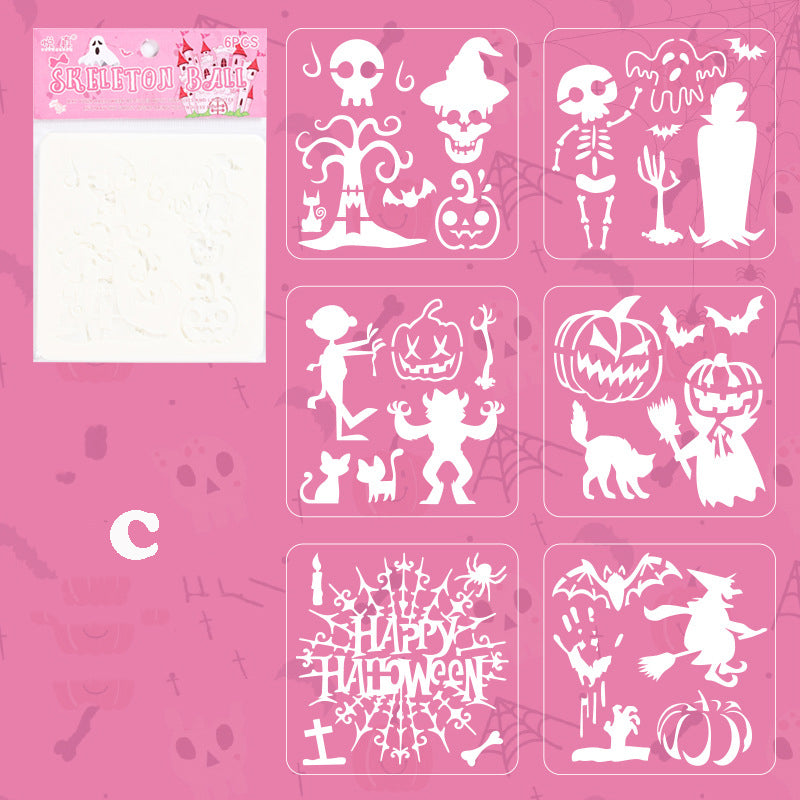 Halloween Theme Reusable Painting Stencils 6pcs