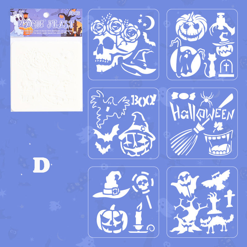 Halloween Theme Reusable Painting Stencils 6pcs