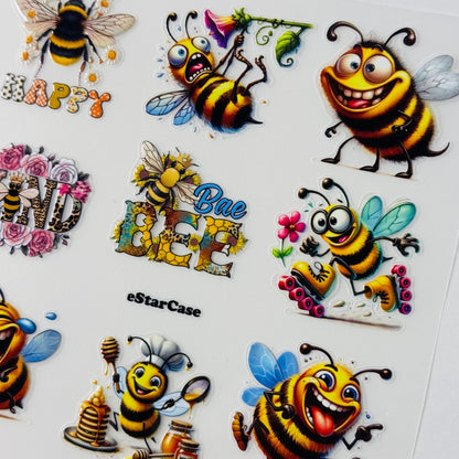 Happy Bee Embossed Sticker 1pcs