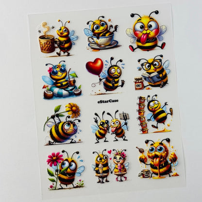 Happy Bee Embossed Sticker 1pcs