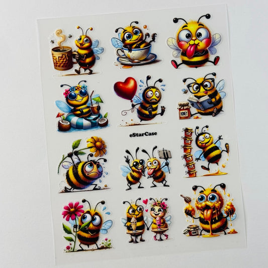 Happy Bee Embossed Sticker 1pcs