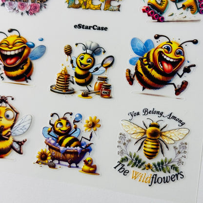 Happy Bee Embossed Sticker 1pcs