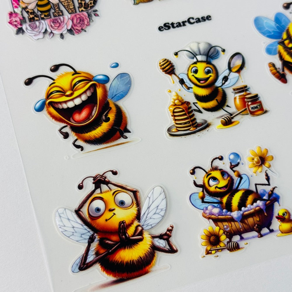 Happy Bee Embossed Sticker 1pcs