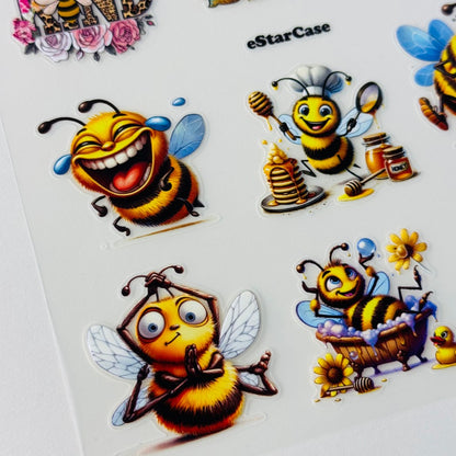 Happy Bee Embossed Sticker 1pcs