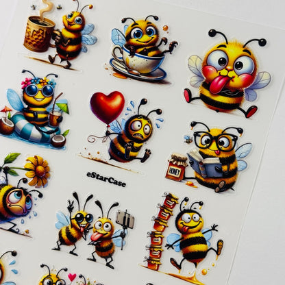 Happy Bee Embossed Sticker 1pcs