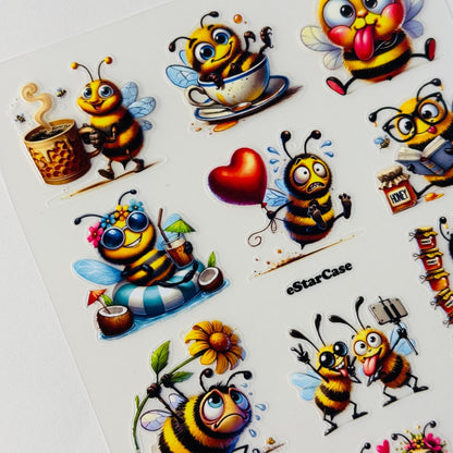 Happy Bee Embossed Sticker 1pcs