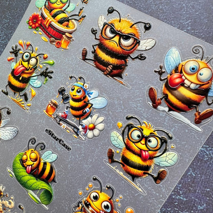 Happy Honey Bee Embossed Sticker 1pcs