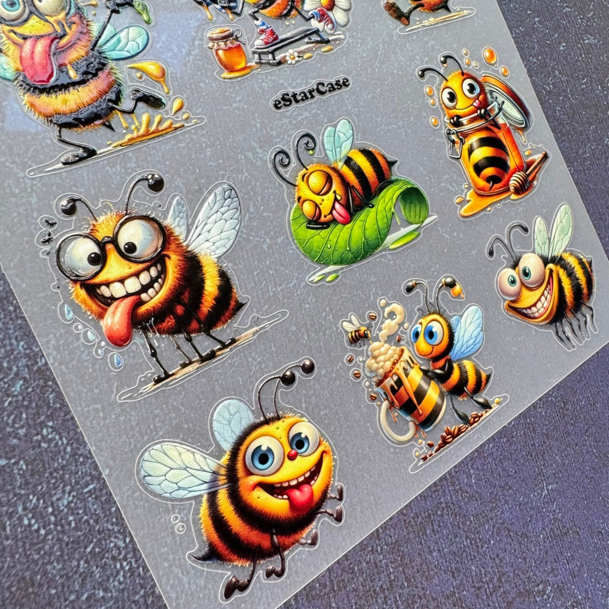Happy Honey Bee Embossed Sticker 1pcs