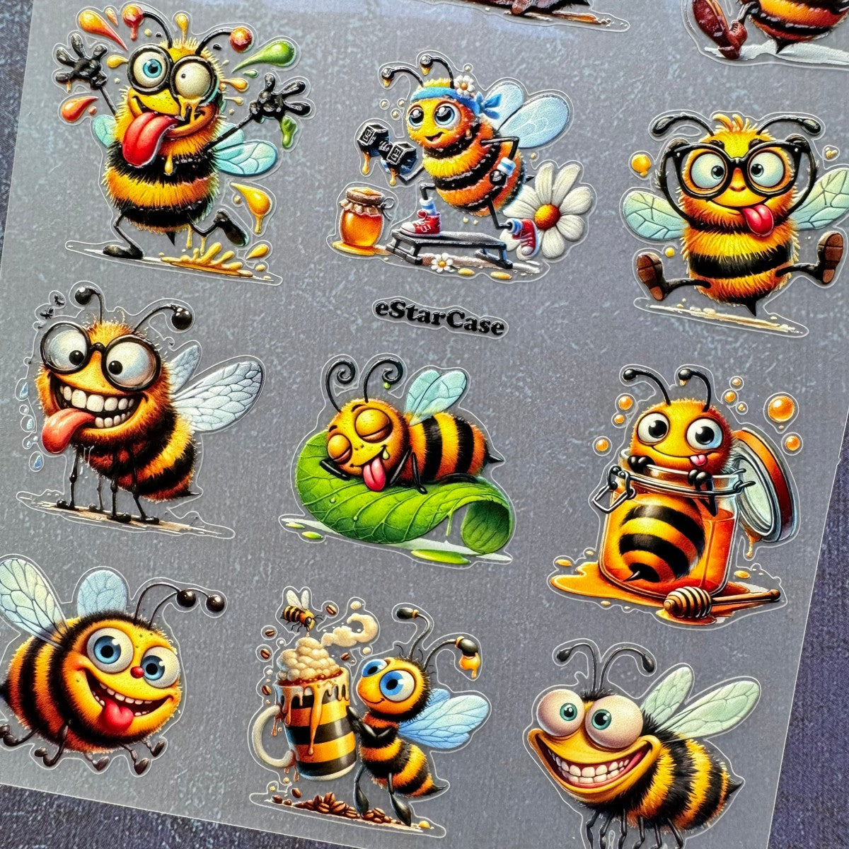 Happy Honey Bee Embossed Sticker 1pcs