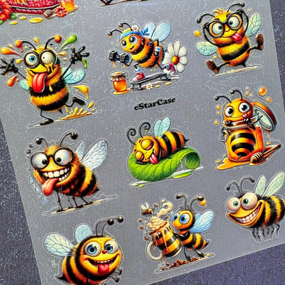 Happy Honey Bee Embossed Sticker 1pcs