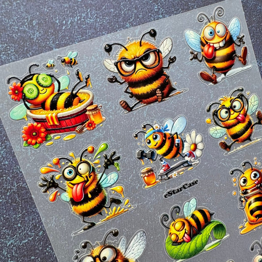 Happy Honey Bee Embossed Sticker 1pcs