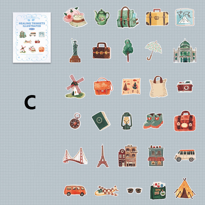 Healing Trinkets Illustrated Sticker 60pcs