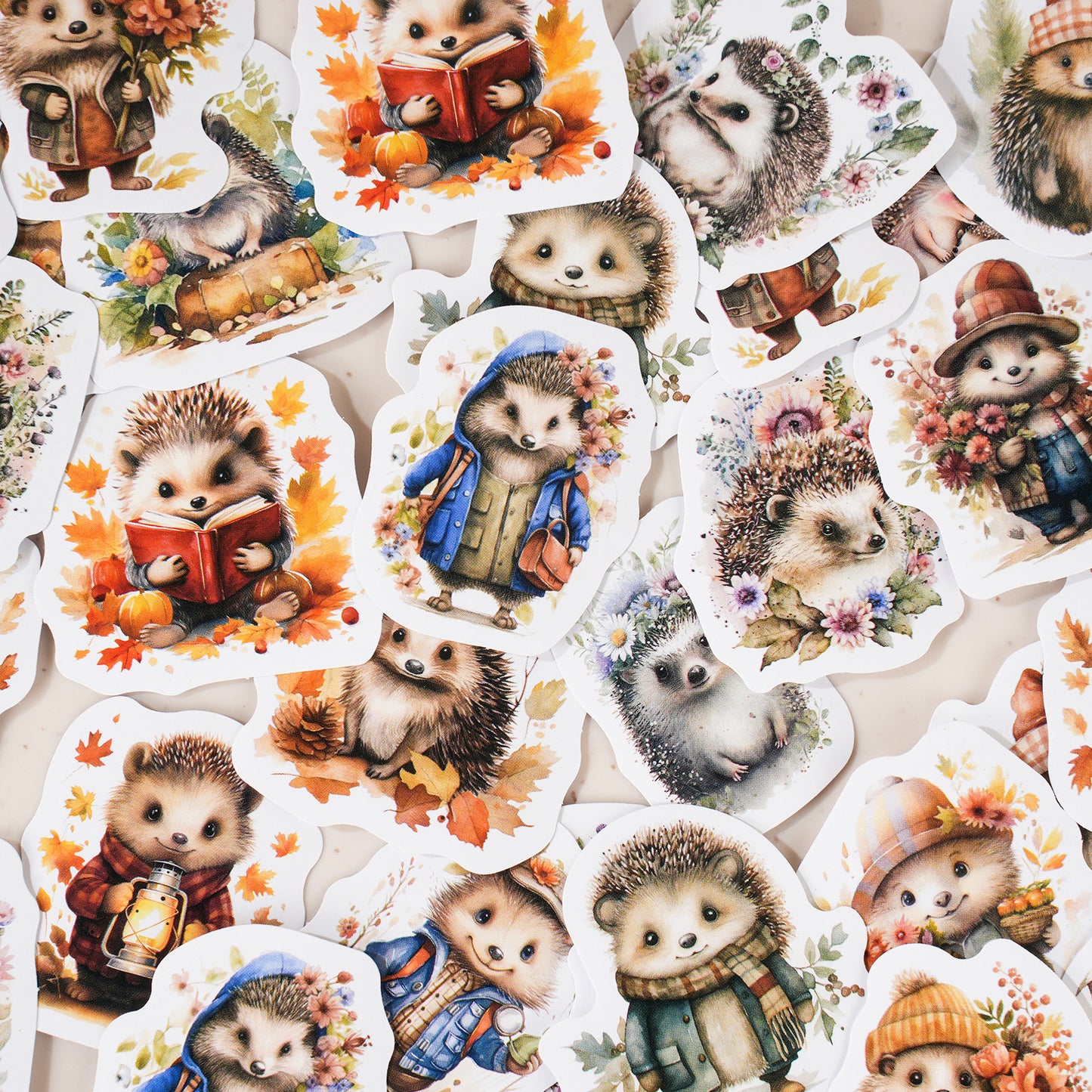 Hedgehog Florist Stickers 46pcs