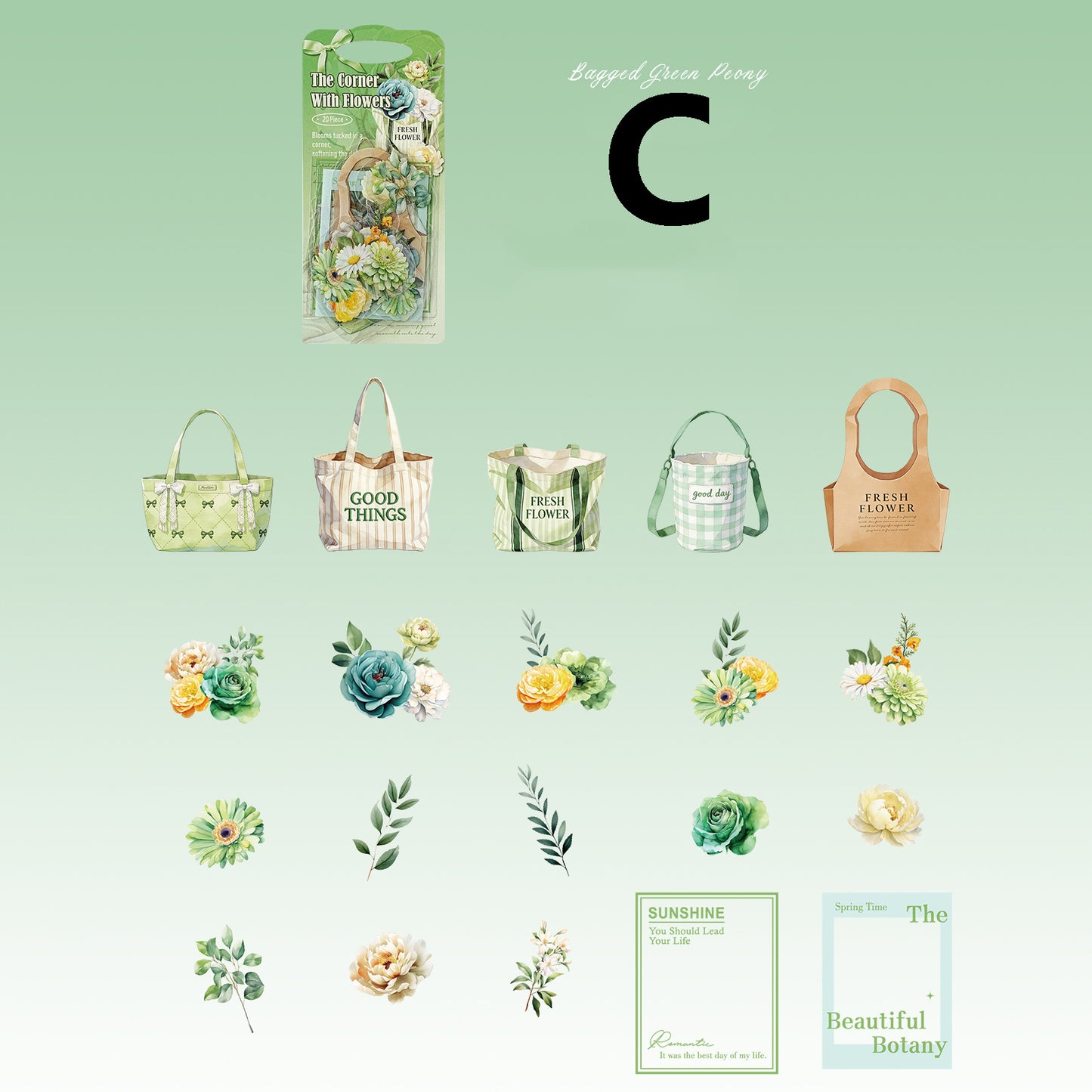 Hidden Flower Corner Series Sticker 20pcs