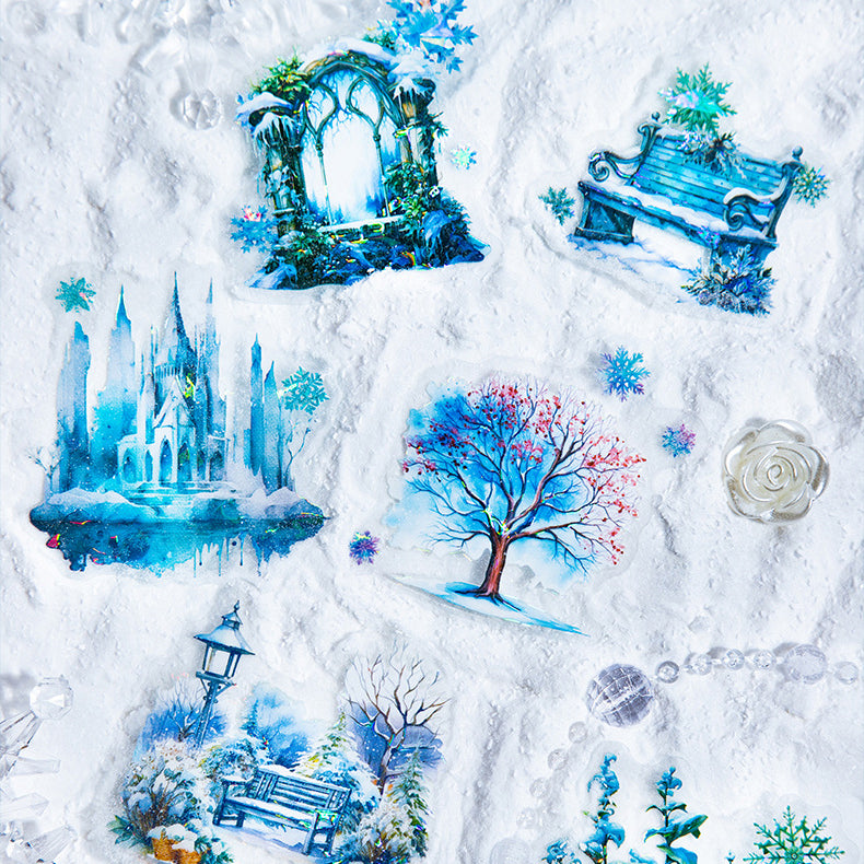 Ice Crystal Snow Scene Stickers 10pcs