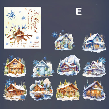 Ice Crystal Snow Scene Stickers 10pcs