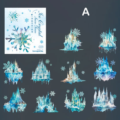 Ice Crystal Snow Scene Stickers 10pcs