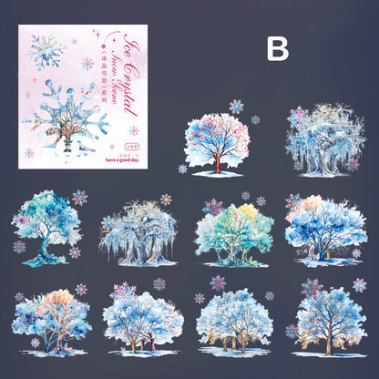 Ice Crystal Snow Scene Stickers 10pcs