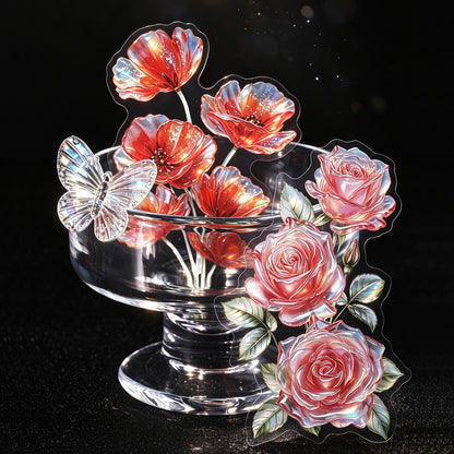 Iridescent Floral Sticker 10pcs