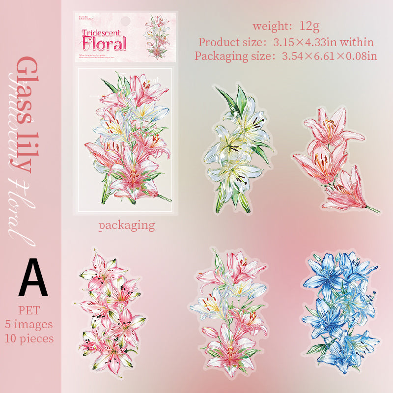 Iridescent Floral Sticker 10pcs