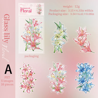 Iridescent Floral Sticker 10pcs