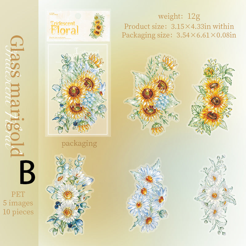 Iridescent Floral Sticker 10pcs