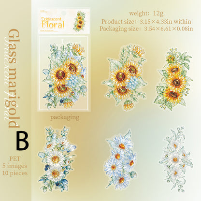 Iridescent Floral Sticker 10pcs