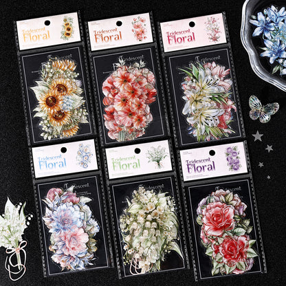 Iridescent Floral Sticker 10pcs