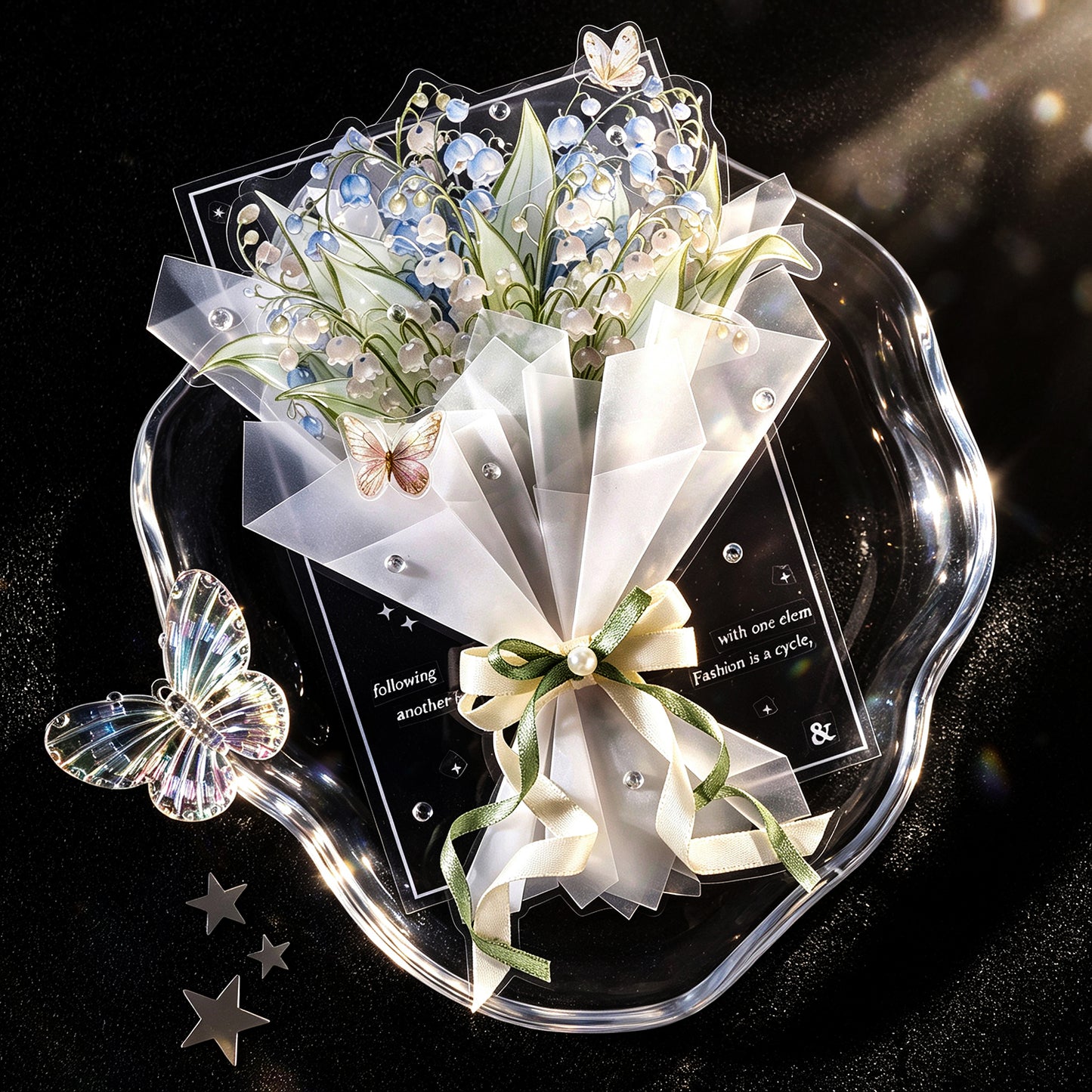 Iridescent Floral Sticker 10pcs