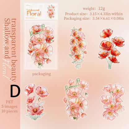 Iridescent Floral Sticker 10pcs