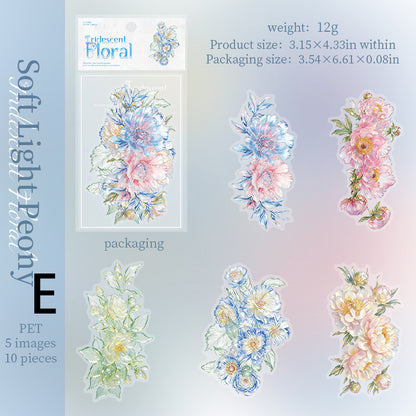 Iridescent Floral Sticker 10pcs