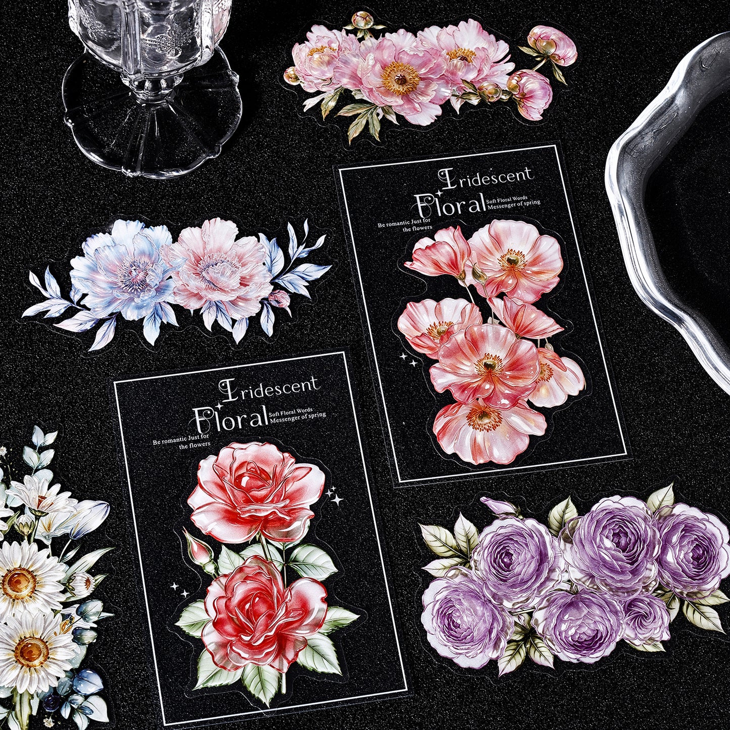 Iridescent Floral Sticker 10pcs