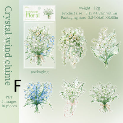 Iridescent Floral Sticker 10pcs