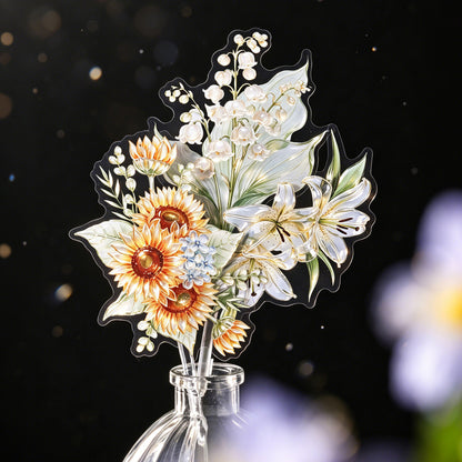 Iridescent Floral Sticker 10pcs
