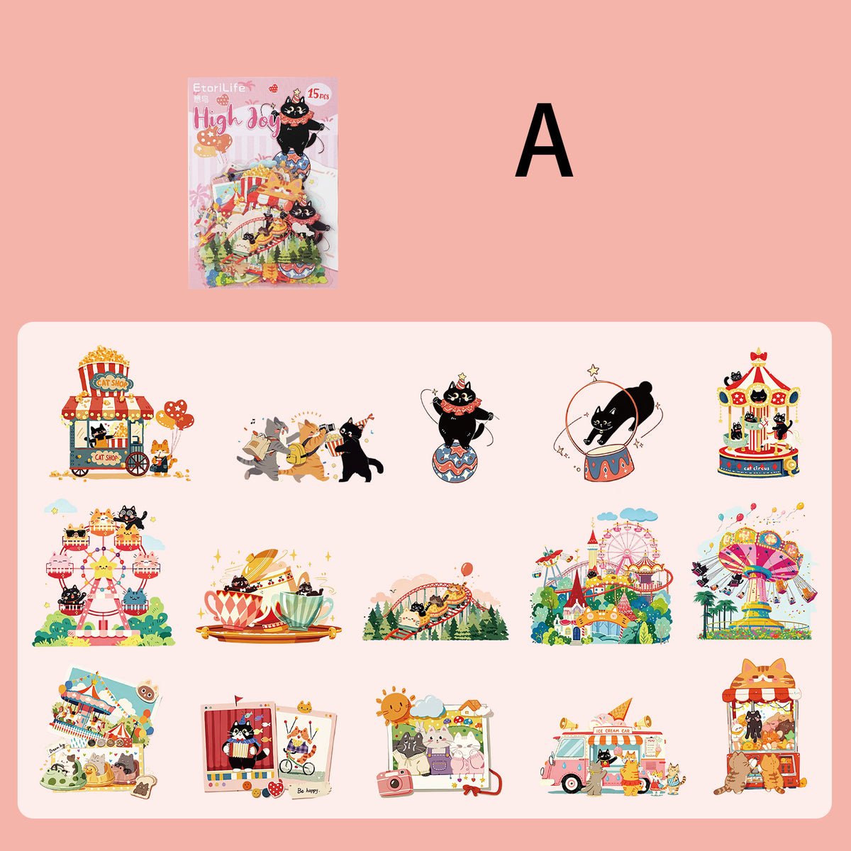 Kitty Wanders the World  Sticker 15pcs