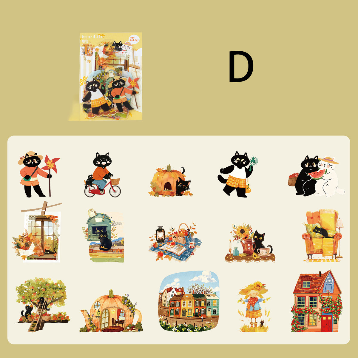 Kitty Wanders the World  Sticker 15pcs