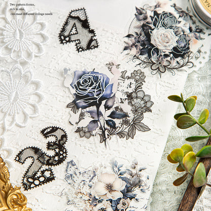 Lace Flower Number Sticker 30pcs