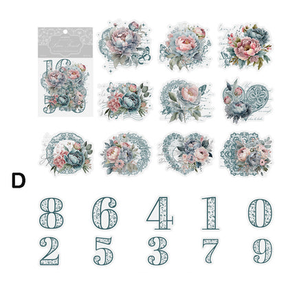 Lace Flower Number Sticker 30pcs