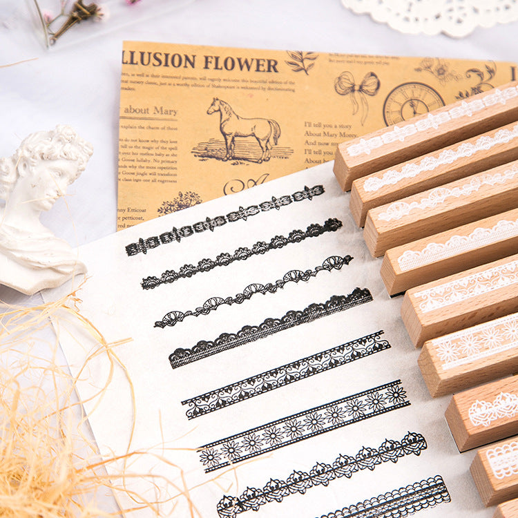 Lace Wood Rubber Stamp Set