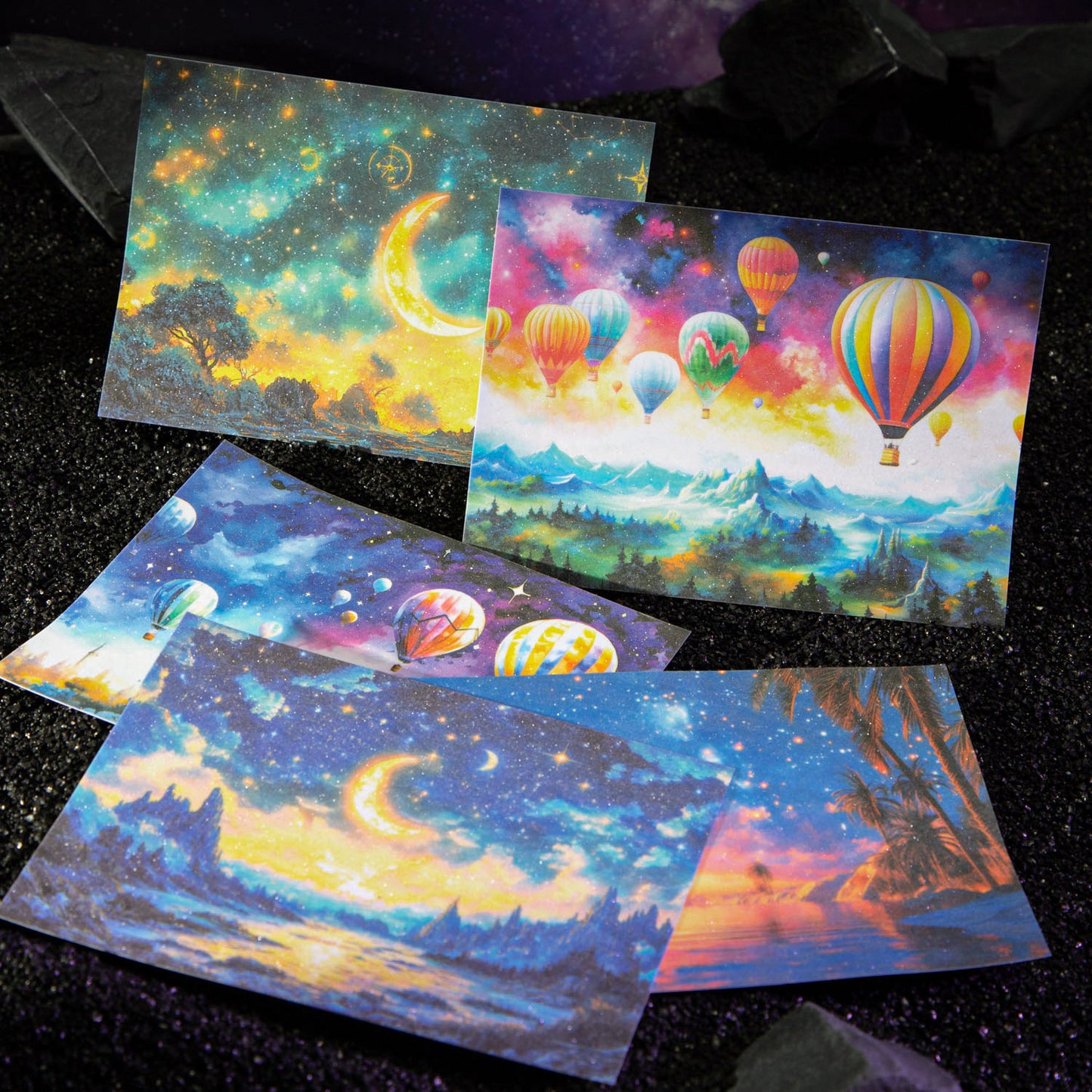 Starry Sky Themed Stickers 5pcs