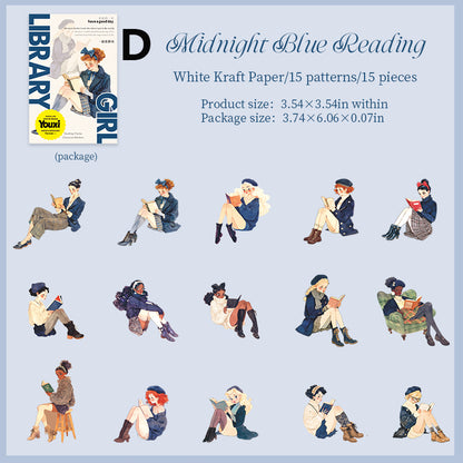 Library Girl Sticker 15pcs